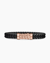 Chevron Bracelet in Black Rubber with 18K Rose Gold, 9mm